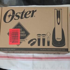 Oster Cordless Rechargeable Electric Wine Opener Set, Silver, FPSTBWGS19